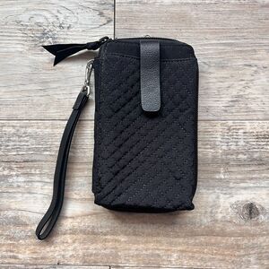 Vera Bradley RFID Large Smartphone Wristlet Black Quilted Phone Wallet Cute